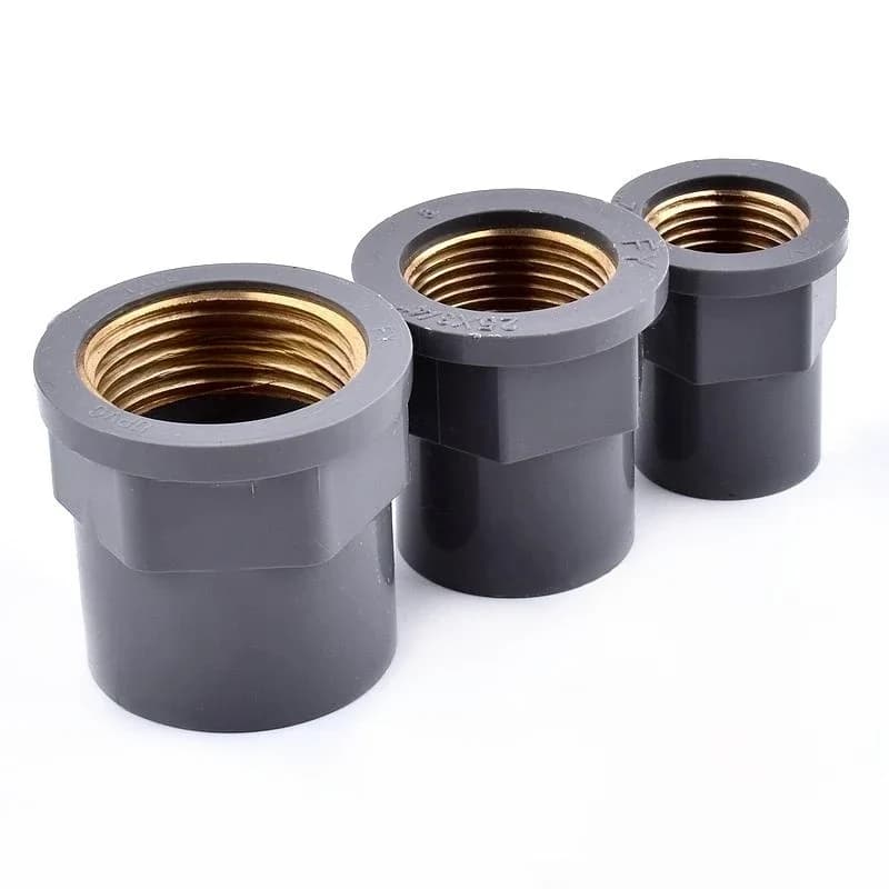 Joendoco-Douille de tuyau en cuivre PVC gris, filetage femelle, droit, d'argile de jardin, tube d'alimentation en eau, 20 ~ 32mm à 1/2 ~ 1 pouce, 1-3 pièces