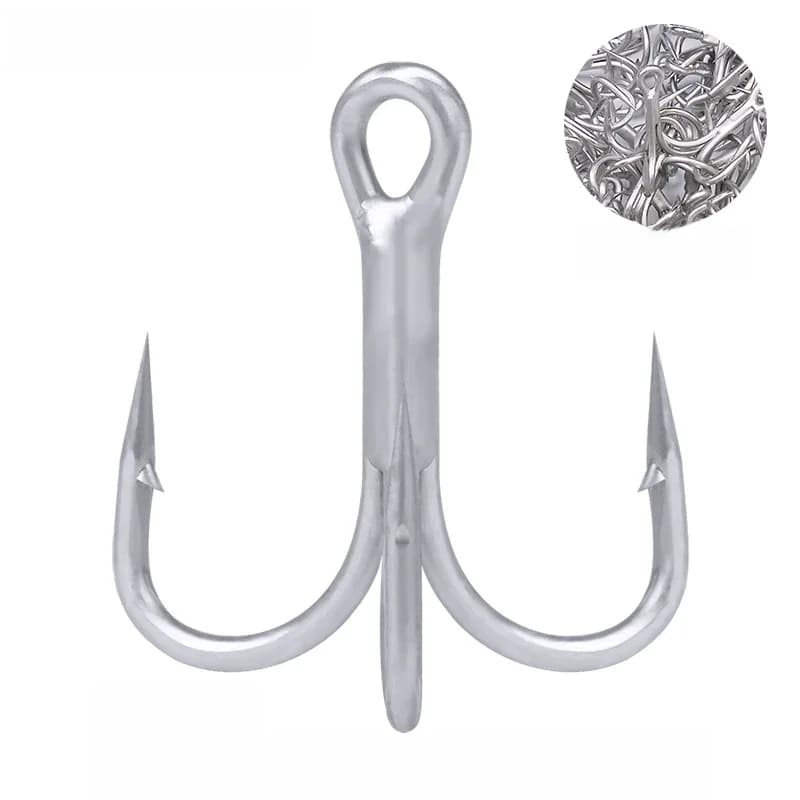 PROBEROS 10 pièces/lot Hameçon triple mat en étain pour la pêche en eau salée 2/0 # -1/0 # -1 # -2 # -4 # -6 # -8 # Acier à haute teneur en carbone, haute résistance, hameçon 3X