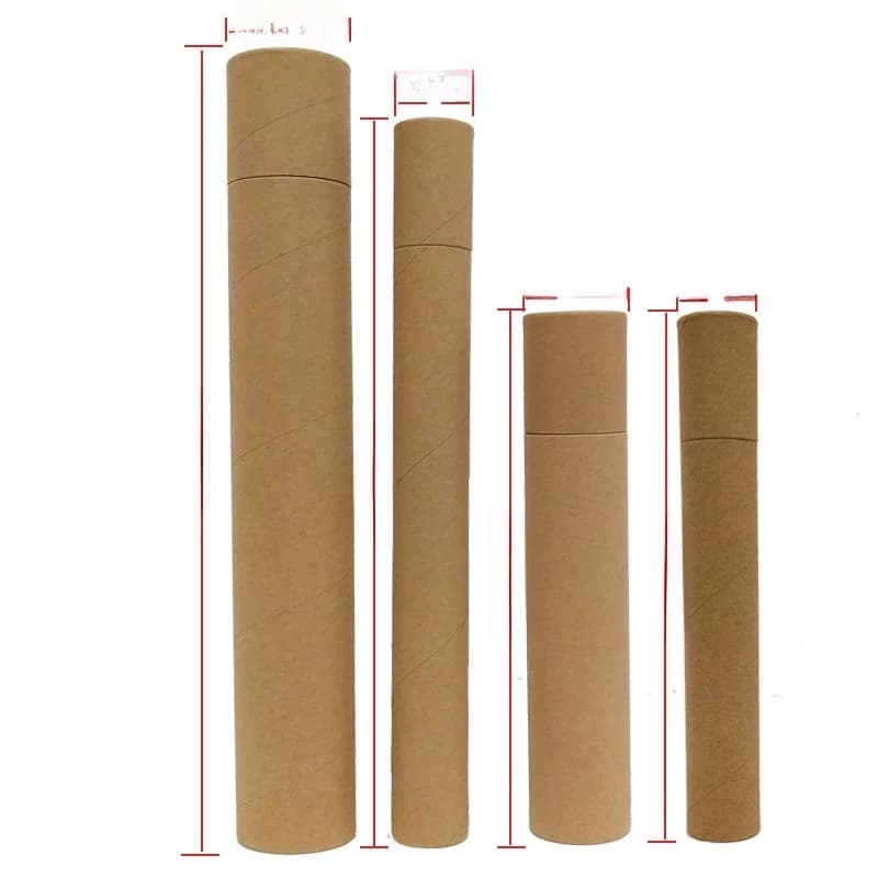 Cylindre rond de tube de carton d'emballage d'expédition de Kraft, taille adaptée aux besoins du client, expédition postale, peintures et affiches, 10 PCs