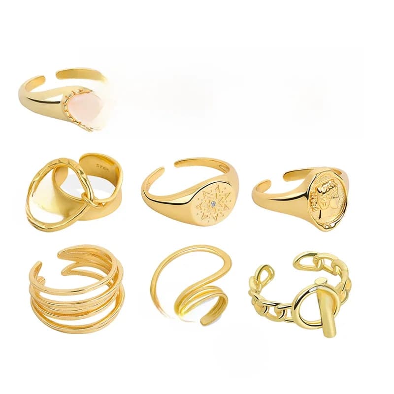 Bagues simples en argent Sterling 925, couleur or, œil de fleur, rétro, ouverture en détresse, faites à la main, bijoux fins à la mode, nouvelle collection