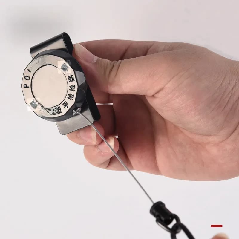 Total 100CM! Porte-clés rétractable en câble métallique d'acier, haute résilience, Anti-perte, facile à tirer et à boucle, porte-clés en corde pour pistolet militaire