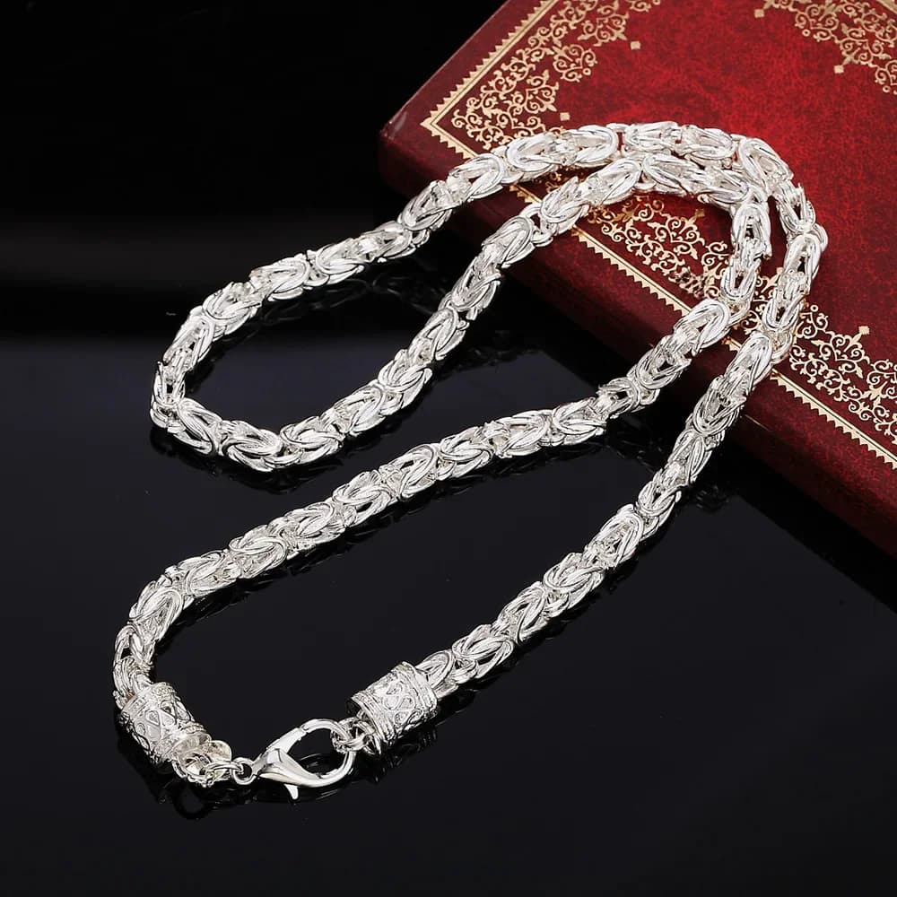 Colliers en argent Sterling 925 pour hommes et femmes, bijoux de charme, 20 pouces 50cm, robinet rétro, cadeaux de noël