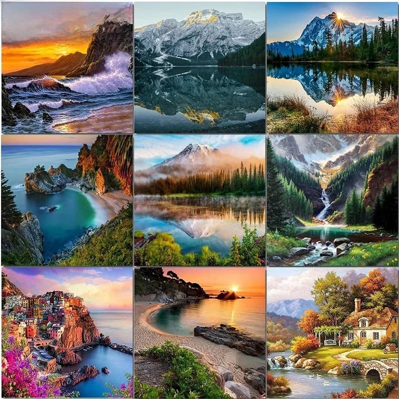 Peinture par numéros sur toile avec cadre, Kit de bricolage pour adultes, dessin de paysage, peinture acrylique, image à l'huile de coloriage par numéros d'art