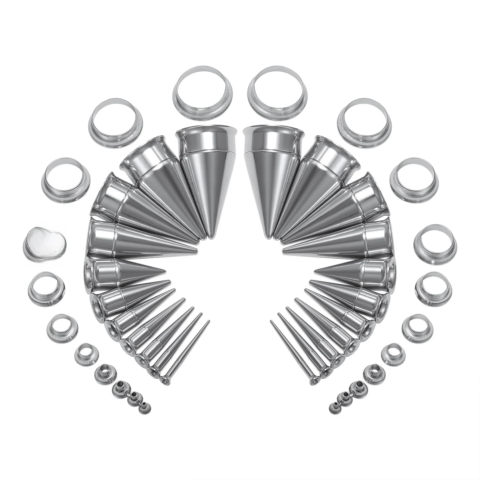 ZS 1 paire 2-18mm tunnel d'oreille Kits d'étirement coniques en acier inoxydable 316L jauges d'extension d'oreille Double évasé bouchons d'oreille Piercing corporel