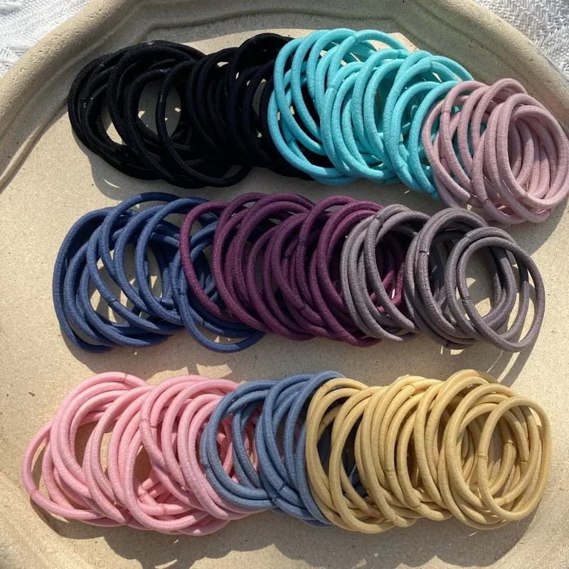 10 pièces/lot femme Bandes elastique cheveux 4mm d'épaisseur Nylon élastiques cheveu elastique cheveux fille noir chouchou elastic cheveux accesoire cheveux enfant