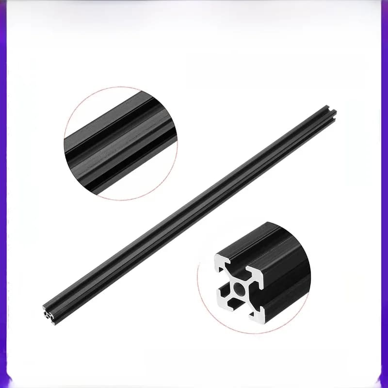 Profilé en aluminium anodisé noir pour imprimante 3D CNC, rainure en T, norme européenne, extrusion, L = 2020-100mm, rail linéaire, 2020SEE, 1000, 1 pièce