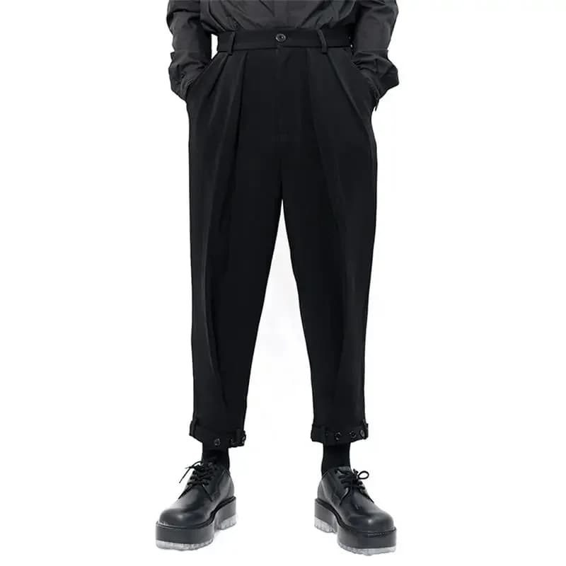 Yamamoto – pantalon décontracté pour hommes, nouveau style, jambes à boutons, populaire, col droit, joker, pantalons plissés
