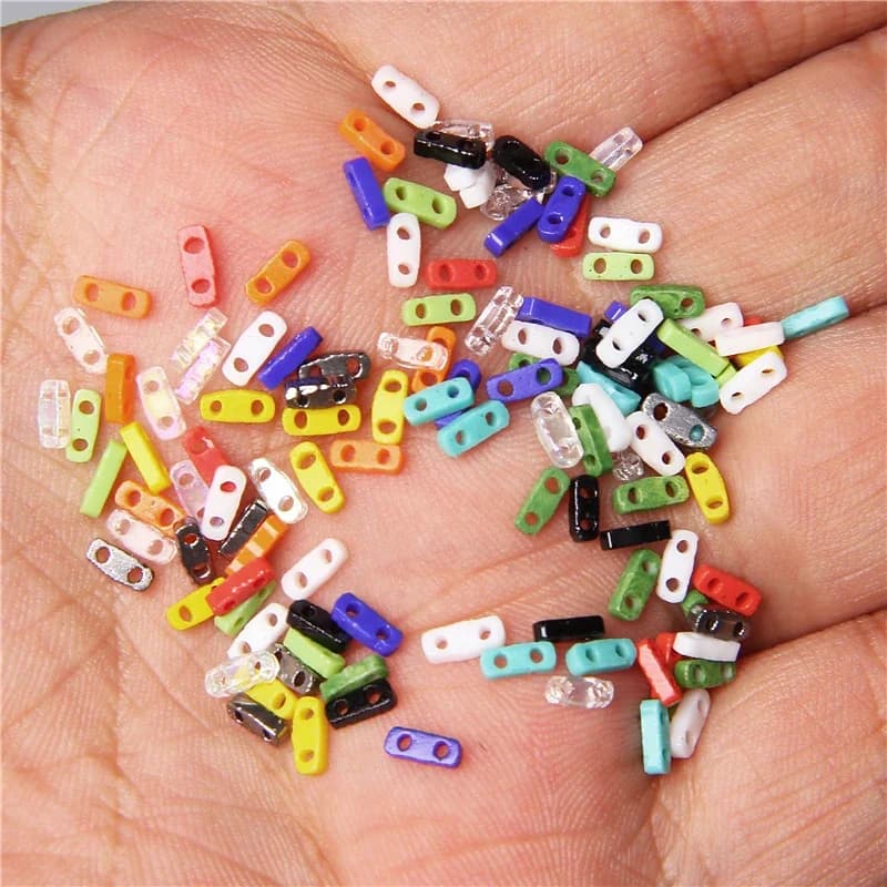 Perles de Tila Plates à Double Trou en Verre Tchèque Multicolore, Accessoires de Travaux Manuels et de Joaillerie, DIY, 1x5mm