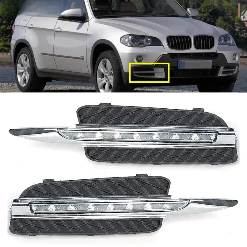 Couvercle de phare antibrouillard DRL pour pare-chocs avant à LED de voiture, feux diurnes pour BMW X5, E70, 2007, 2008, 2009, 2010, style de voiture