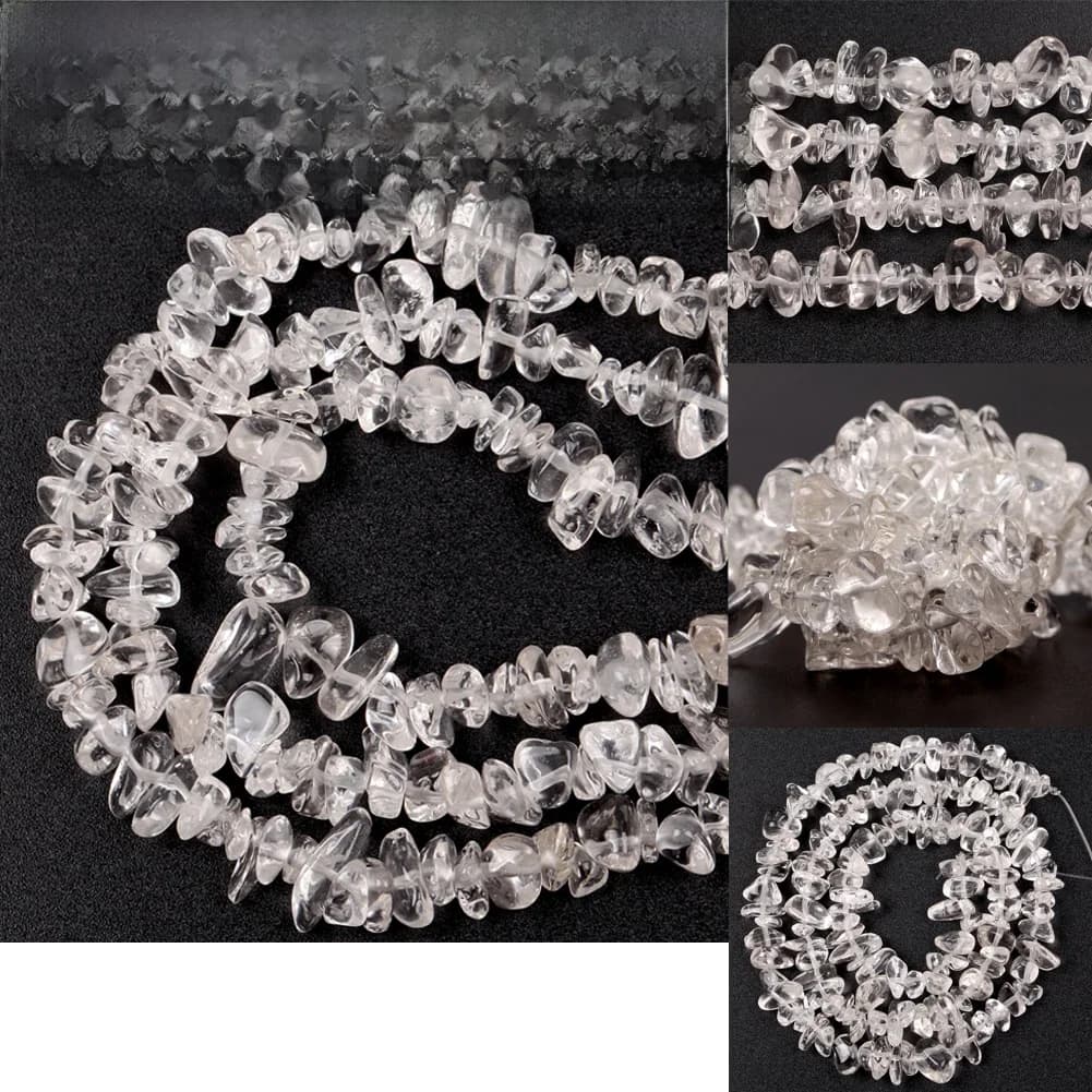 Pierre naturelle 5-8mm, quartz blanc clair irrégulier, perles à puce pour la fabrication de bijoux, Bracelets, collier, Bracelets, couture, 15 pouces