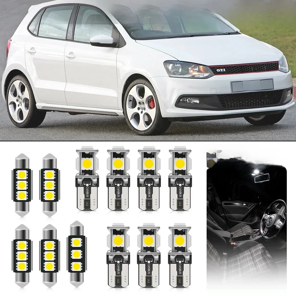 Pour 2009 2010 2011 2012-2017 VW Polo GTI MK5 6R 6C 61 Canbus Led Ampoule Intérieure Kit Dôme Blanc Carte Coffre Lampe de Plaque D'immatriculation
