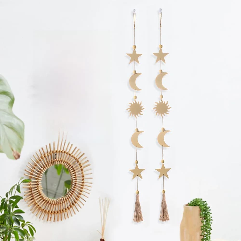 Phase de lune en bois tenture murale Ramadan décoration Boho maison décoration murale lune guirlande chambre salon pépinière cadeau