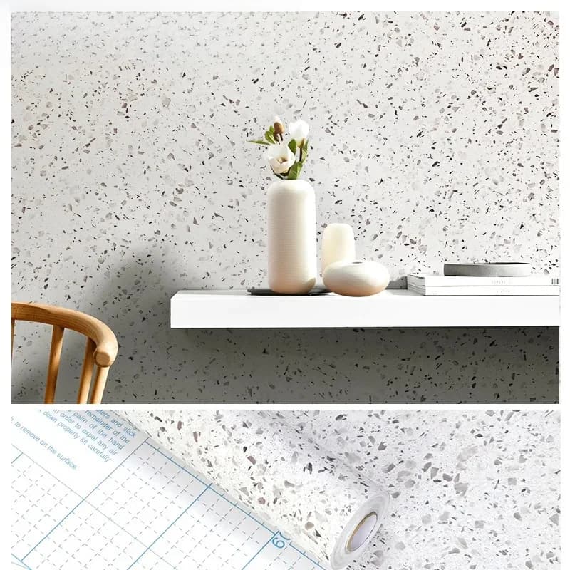 Papier peint auto-adhésif en Terrazzo, marbre blanc Jazz, papier peint auto-adhésif pour cuisine, autocollants muraux auto-adhésifs