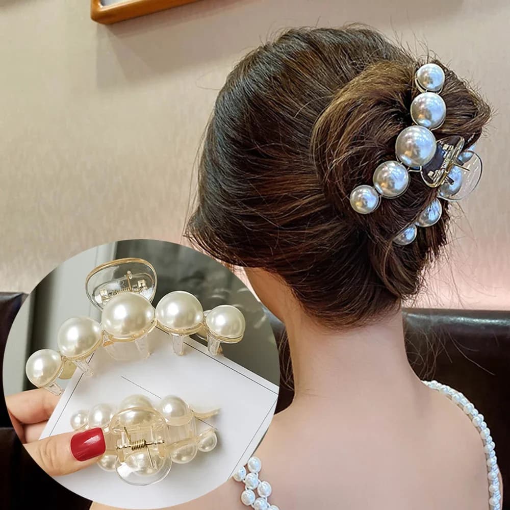 Pinces à cheveux en acrylique avec grosses perles, épingles à cheveux en forme de crabe, grandes Barrettes de coiffure pour femmes, accessoires pour cheveux, nœud, nouvelle collection