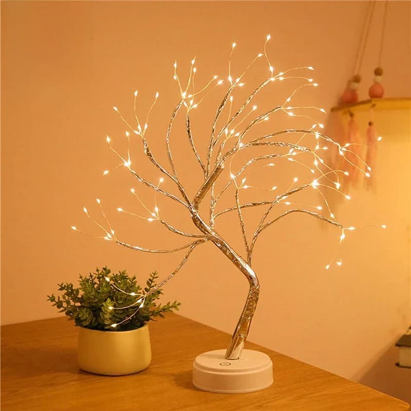 Mini guirlande lumineuse en fil de cuivre, sapin de noël, lampe féerique, luminaire décoratif, idéal pour la chambre d'un enfant, ou comme éclairage de vacances