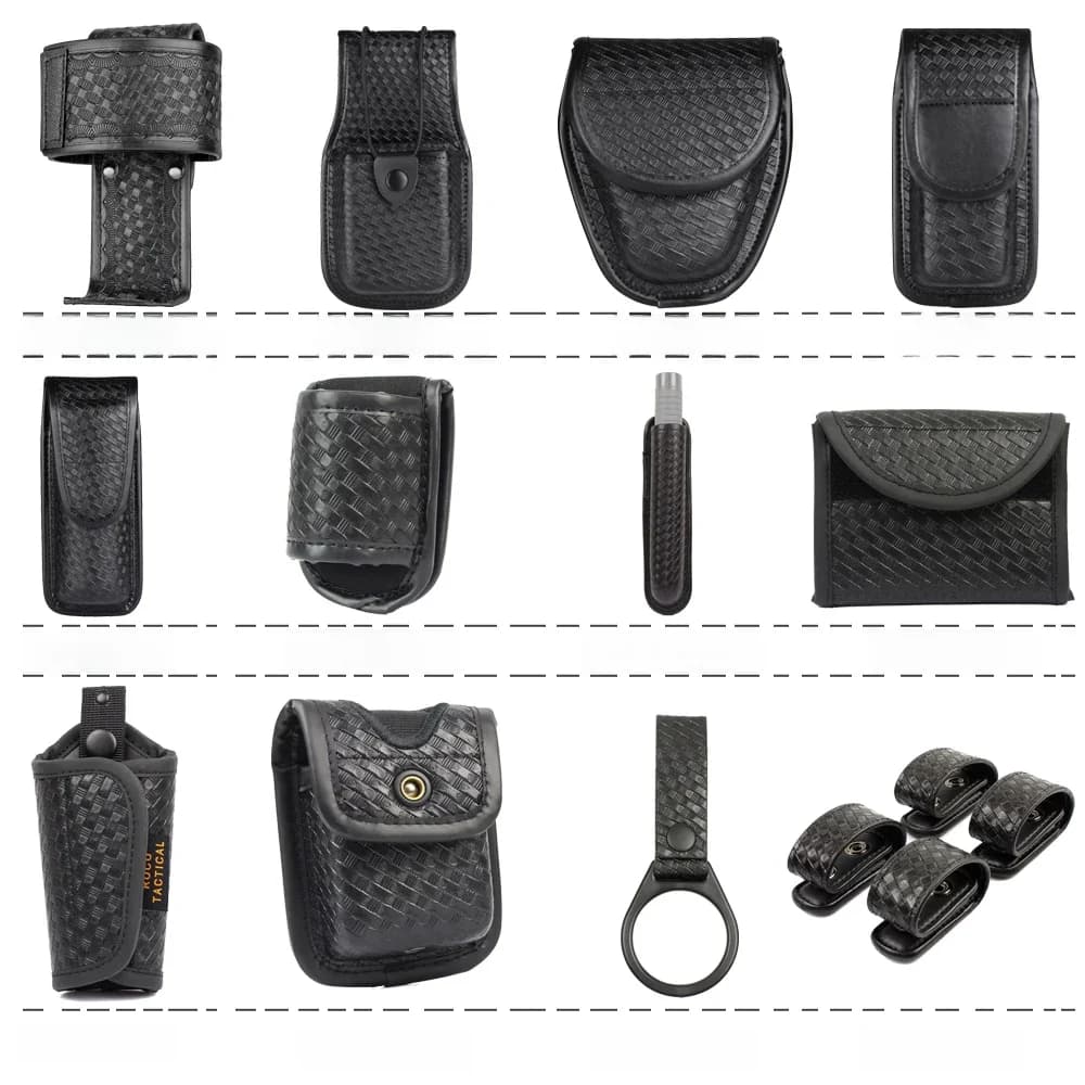 Kit de ceinture de service de police, accessoires, pochettes de ceinture utilitaires de protection, étui pour menottes, pochette pour radio, pochette pour gants, support de lumière, support de