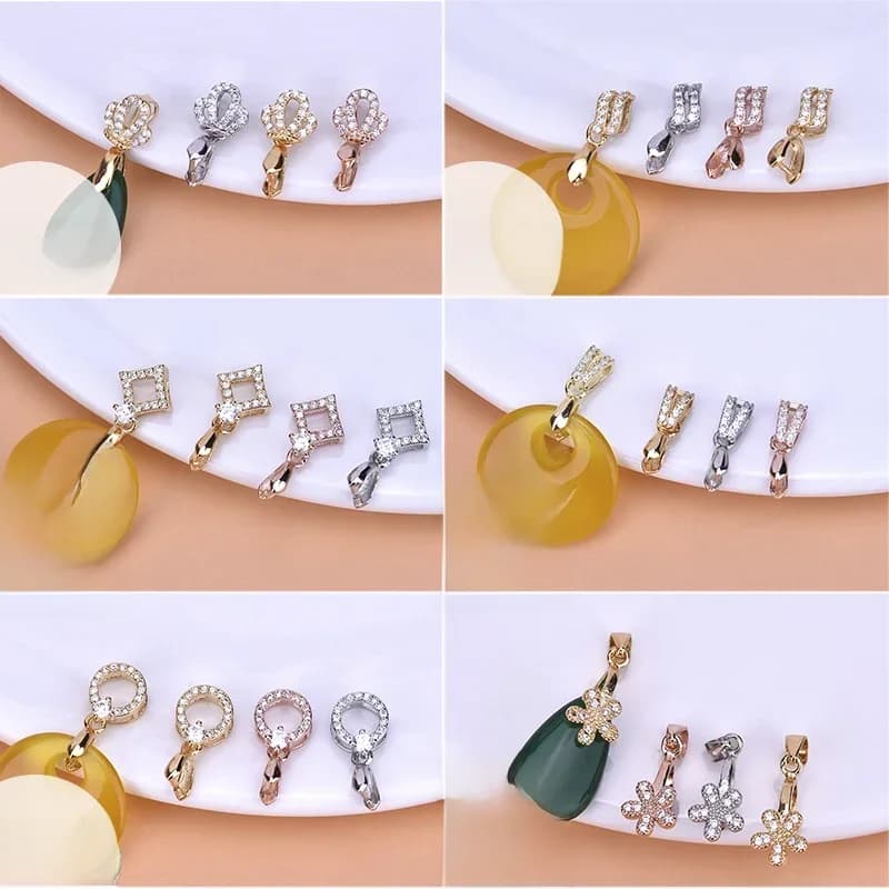 Boucle à clip en argent regardé S925, divers styles disponibles, boucle pendentif géométrique, boucle ardillon en cristal diversifiée, accessoires de bijoux de bricolage