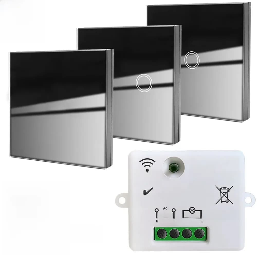 Wenqia – interrupteur mural tactile sans fil pour maison intelligente, 433/110V AC, télécommande 220 mhz, panneau en verre, récepteur de lampe
