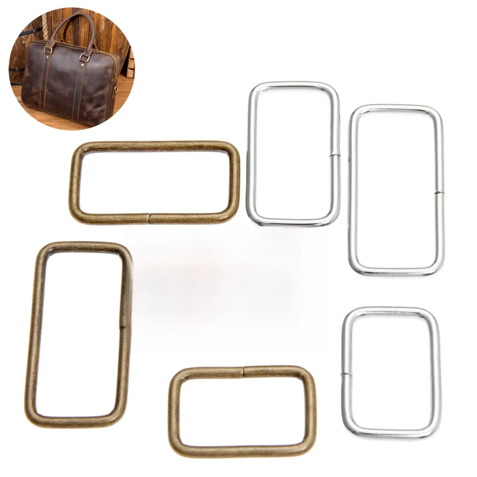 20 pièces bricolage métal épaisseur sac à main en cuir sac à main sangle ceinture Web Rectangle carré D anneau boucle fermoir