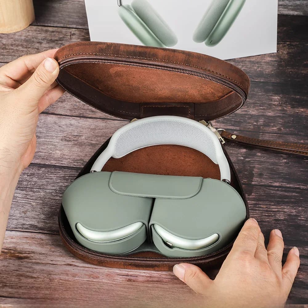 CONTACT'S FAMILY-Étui rigide en cuir de vache pour écouteurs, sacs de transport pour Apple Airpods Max, boîte faite à la main pour Sony WH1000Xfigured, sauna et téléphone