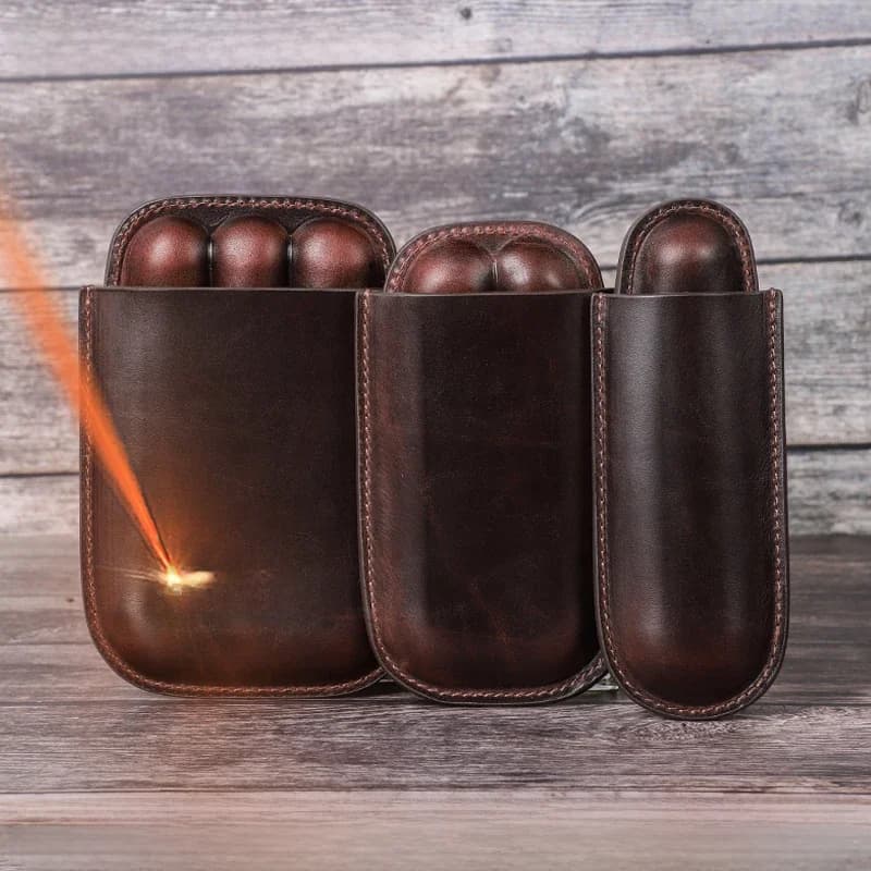 CONTACT'S FAMILY Étui à cigares en cuir Ensembles de cigares multiples Boîte à cigares portable Boîte Humidor pour cadeau de voyage pour homme Père