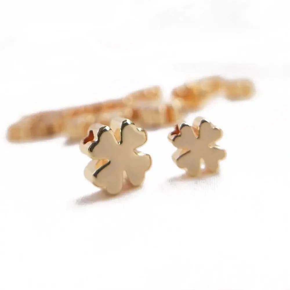 Lot de 10 perles en trèfle porte-bonheur plaqué or 14k pour la fabrication de bracelets, accessoires pour boucles d'oreilles, composants et résultats de bijoux, DIY