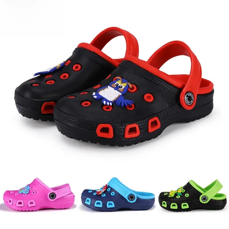 EUR24-35 enfants Mules sabots enfants été jardin mignon dessins animés chaussures fille garçon chaussures de plage couleur bonbon trou bébé chaussures sandales