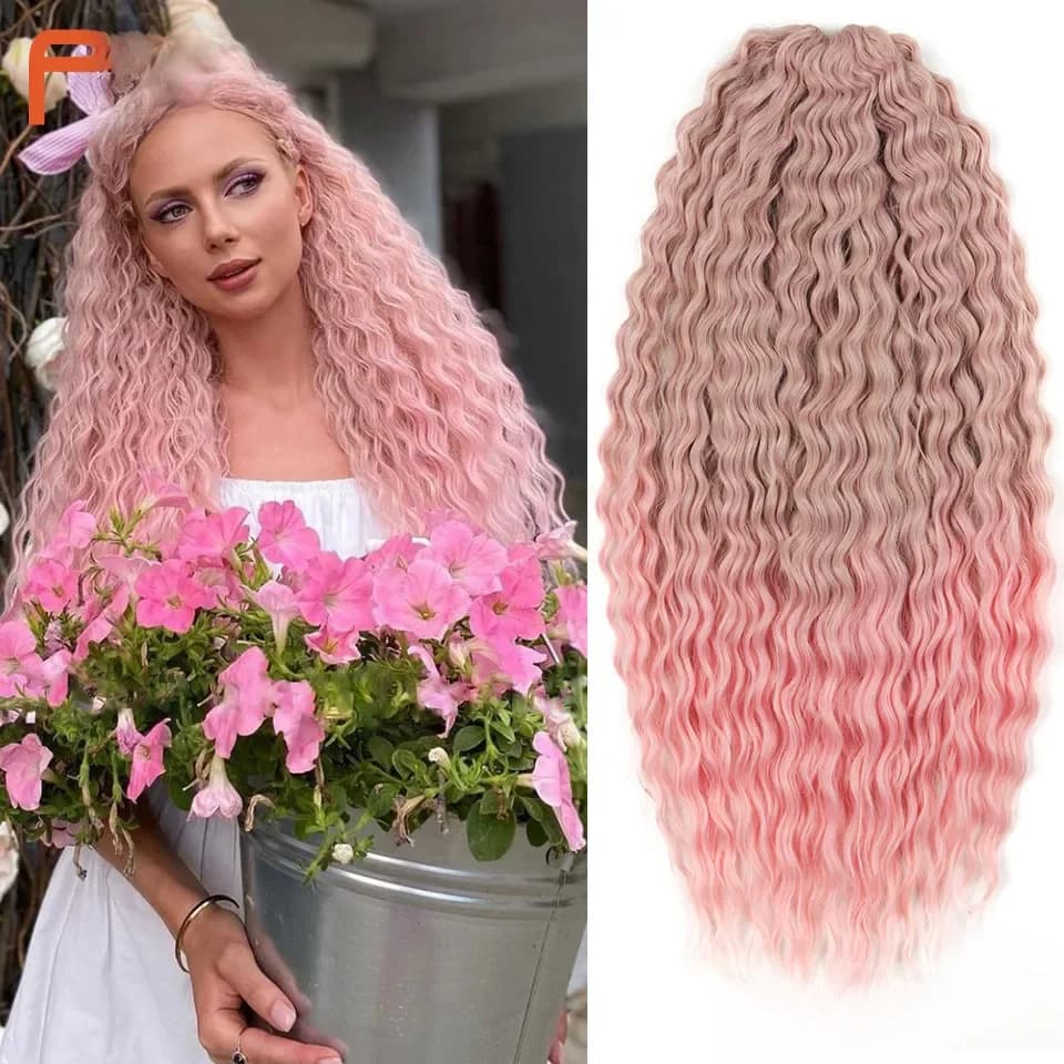 Ariel Curl cheveux vague d'eau torsion Crochet cheveux synthétique tresse cheveux Ombre Blonde rose 22 pouces vague profonde tressage Extension de cheveux