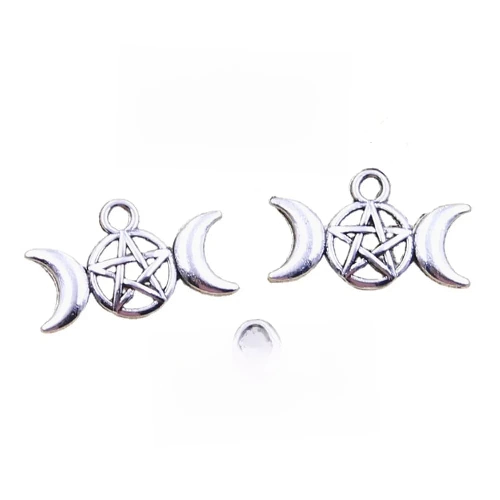 20 pièces breloques déesse Triple Viking lune étoile 13x22mm Antique couleur argent pendentifs faisant bricolage à la main tibétain trouver des bijoux