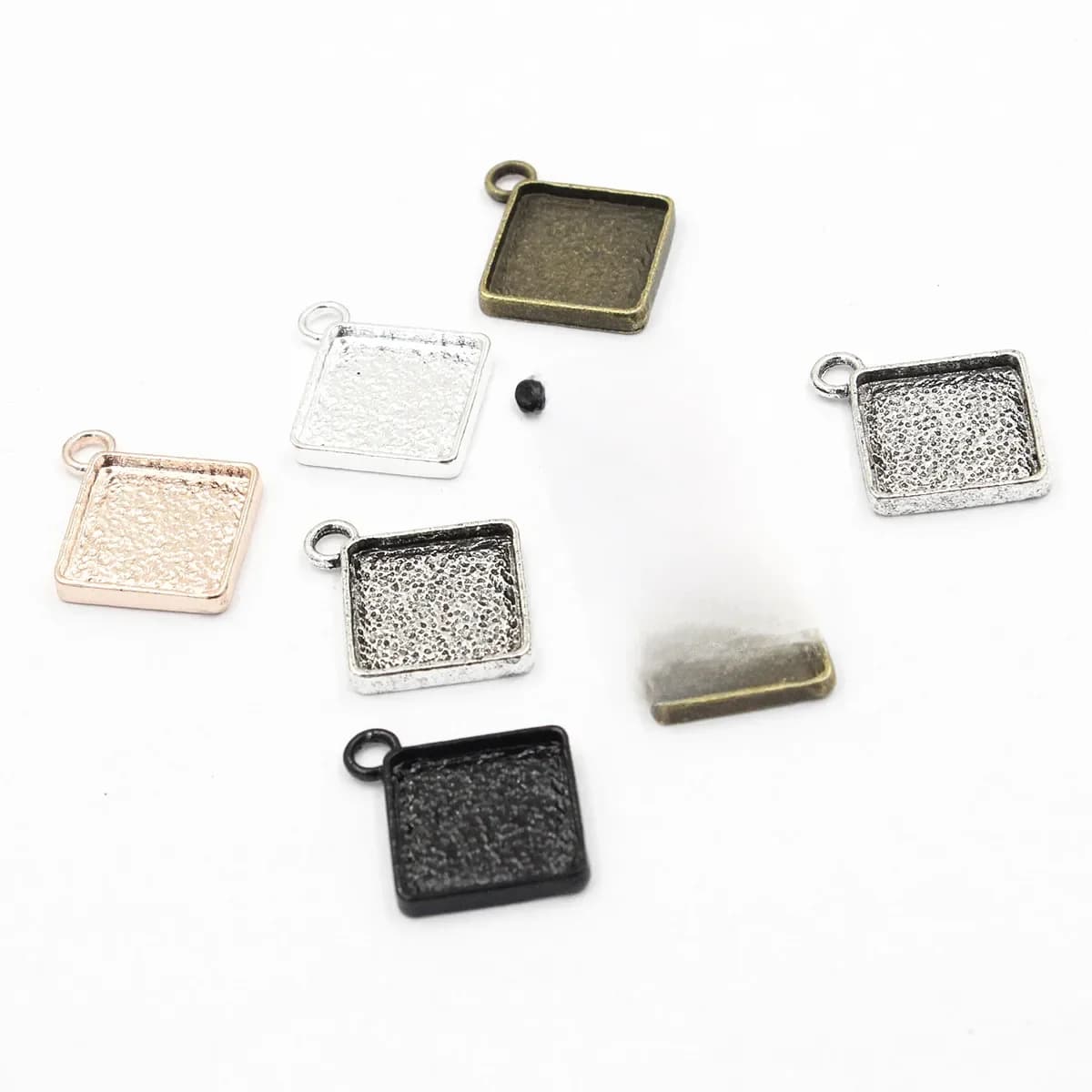 Cabochons en verre à motif carré de 12mm, pendentif, Base de charme, lunette de réglage vierge pour bricolage, accessoires de fabrication, cadeau, 20 pièces, K06261