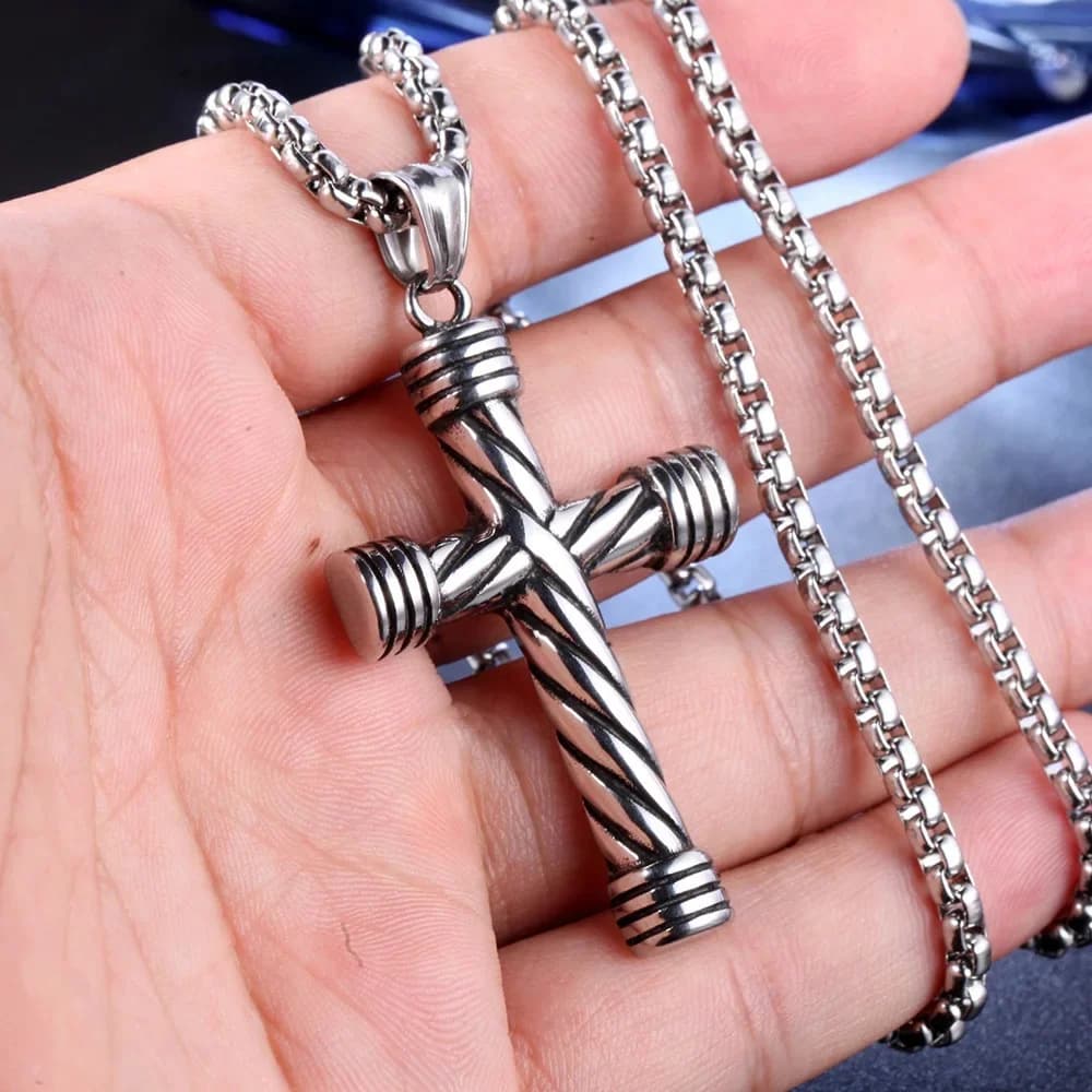 Collier pendentif croix en acier inoxydable pour hommes, Version coréenne, pendentif religieux chrétien Punk, bijoux cadeau