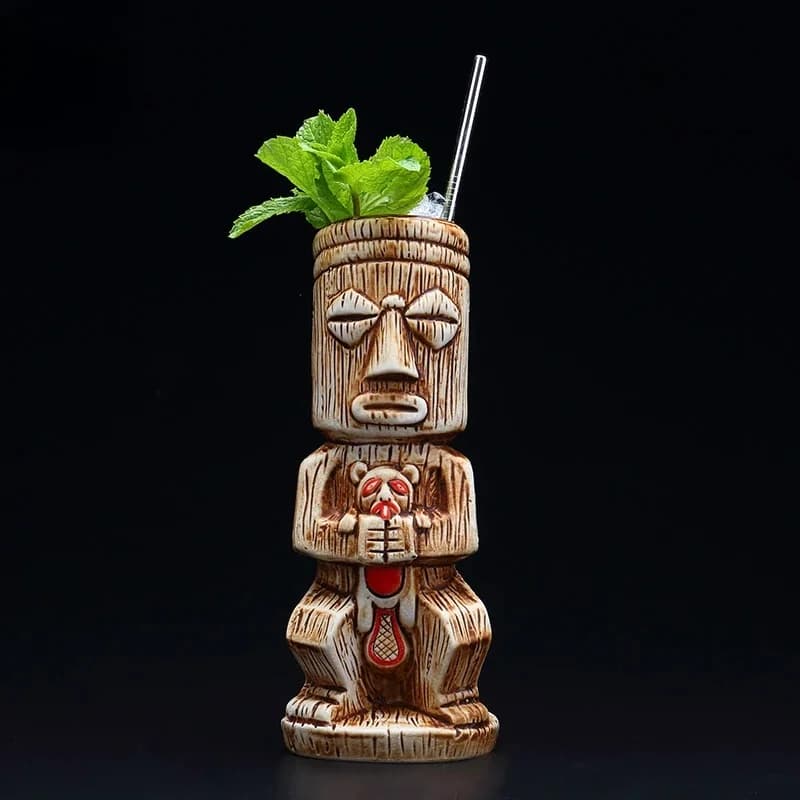 1 pièce, tasse à cocktail Hawaii Tiki de 450 ml, tasse à bière, tasse à vin, tasse en céramique Ku.Ku.Kauioo, articles de bar