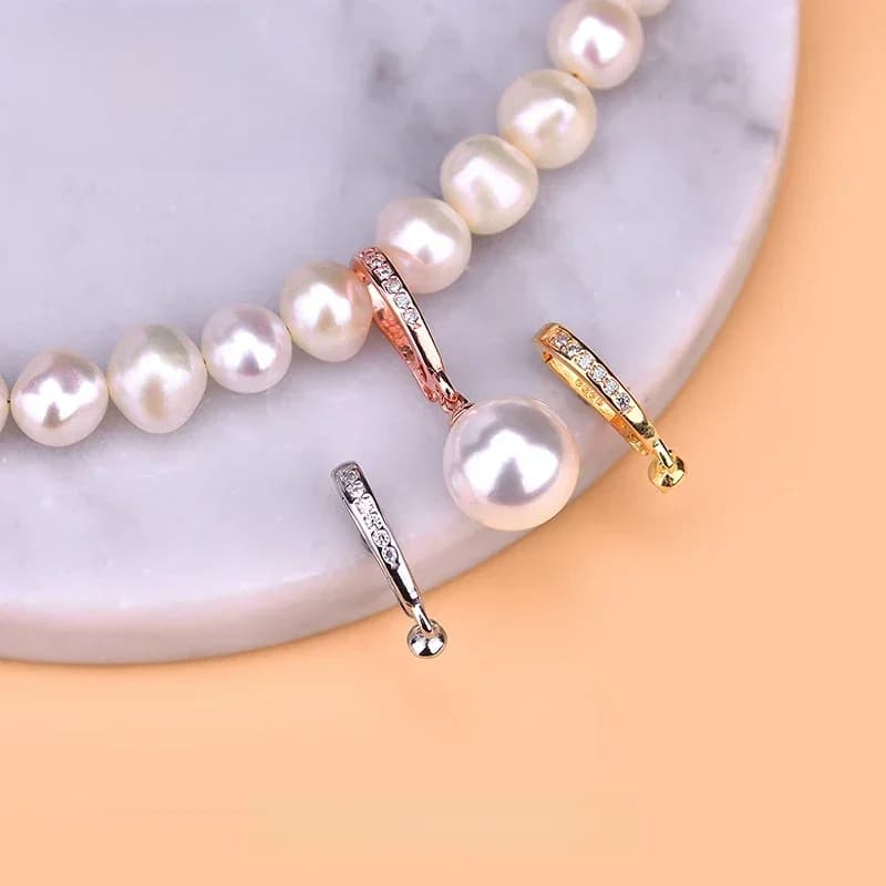Fermoir en zircon incrusté d'argent pur S925, accessoires de bricolage pour bijoux, avec support de perles et fermoir pendentif