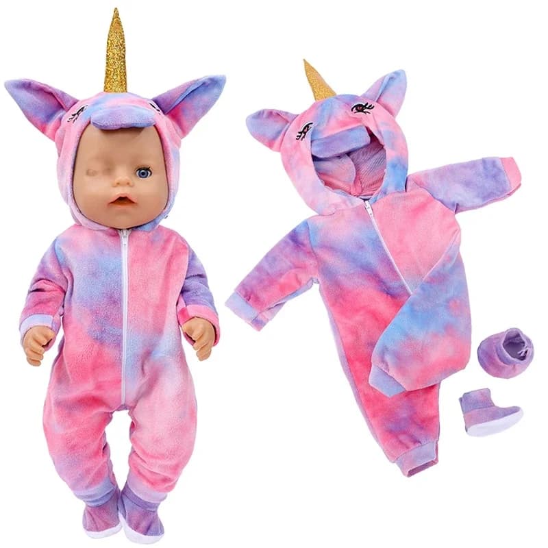 Vêtements de poupée 38cm pour poupée bébé garçon 43cm, ensemble pantalon éléphant bleu pour pyjama en fourrure de poupée 17 pouces