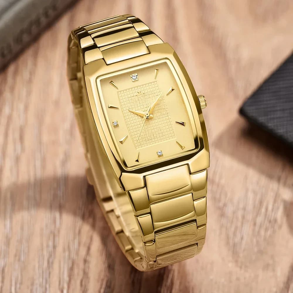 WWOOR 2024 nouvelle montre carrée hommes avec Date de la semaine automatique de luxe en acier inoxydable or hommes montres à Quartz Relogio Masculino