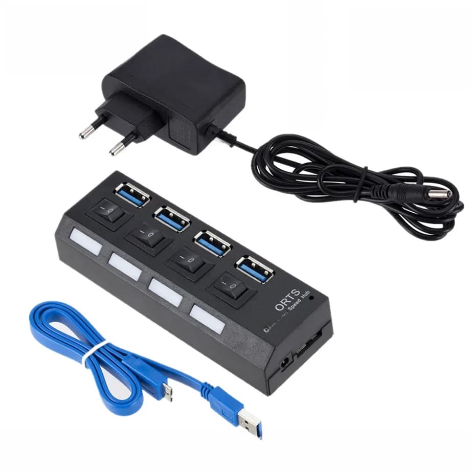Mini HUB USB 3.0 Super vitesse 5Gbps usb3.0 4 Ports HUB Portable Micro USB 3.0 HUB séparateur avec adaptateur d'alimentation externe pour PC Acc