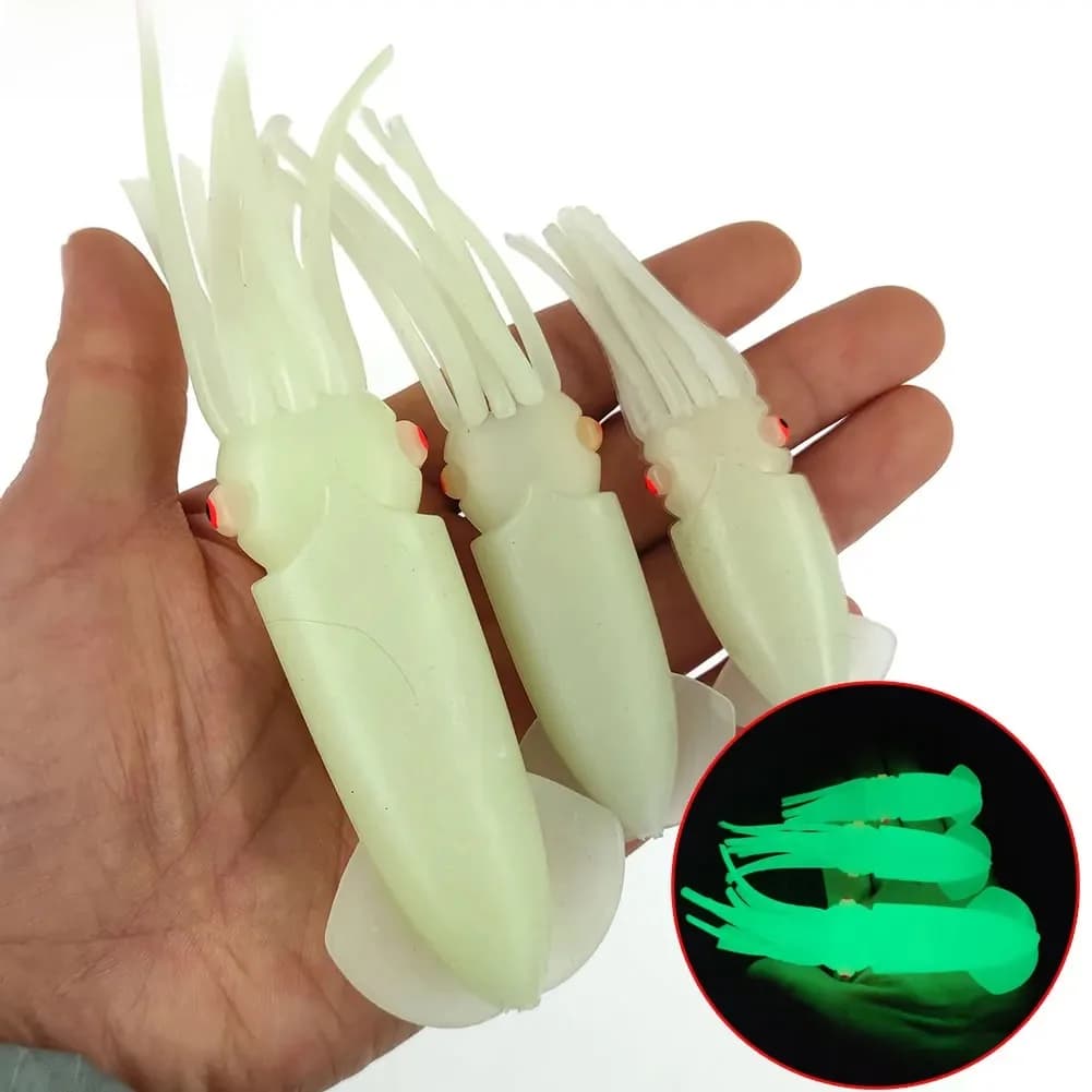 10 leurres souples en forme de calmar, leurres de pêche en mer lumineux 6g/9g/22g, leurres artificiels en forme de pieuvre, leurres oscillants pour calmar