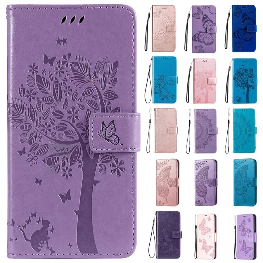 Étui en cuir à rabat portefeuille pour Xiaomi, housse en cuir gaufré, Redmi 12C 10 10C 9 9A 9C 9T Note 12 Pro 11S 11 Pro 10 Pro 9 Pro