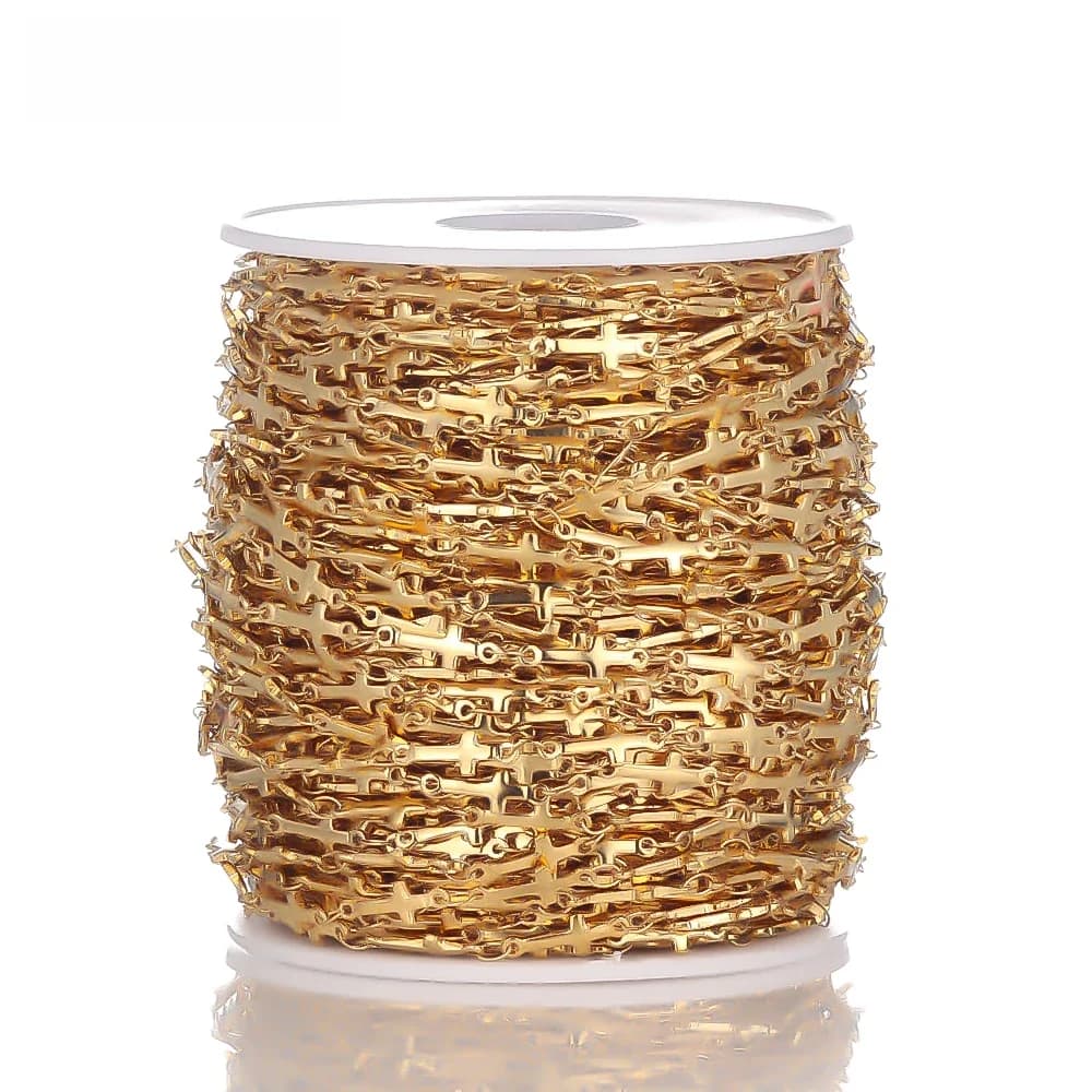 Chaînes croisées en acier inoxydable de 1 mètre, pour la fabrication de bijoux, composants de collier, accessoires artisanaux, chaînes de corps en vrac faites à la main