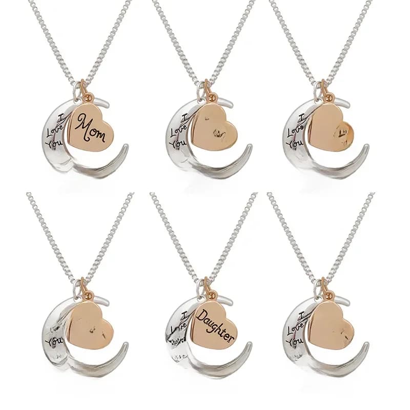 Je t'aime la lune et le dos pendentif collier cadeaux pour maman/soeur/daghter/nana/aunt/grandma