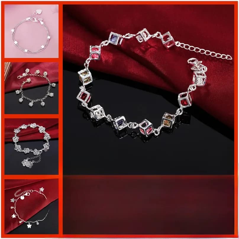 Mode fine 925 couleur argent charme croix chaîne coeur Bracelet pour femme marques de luxe bijoux fête de mariage livraison gratuite