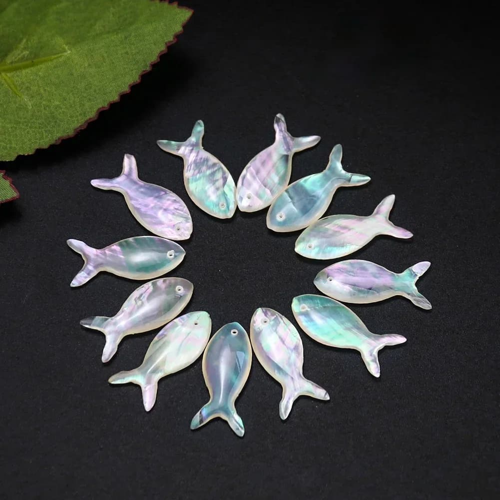 5 pièces coquille d'ormeau naturelle mignon poisson breloques pendentifs nacre coquille perles pour bijoux à bricoler soi-même trouver faisant boucle d'oreille collier