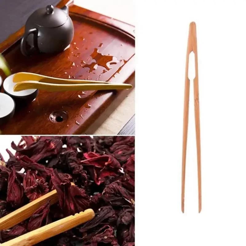 Pince à thé en bois de bambou, pince à thé au bacon, pince à salade, pince à toast, pinces droites, accessoires de cuisine, 2 pièces