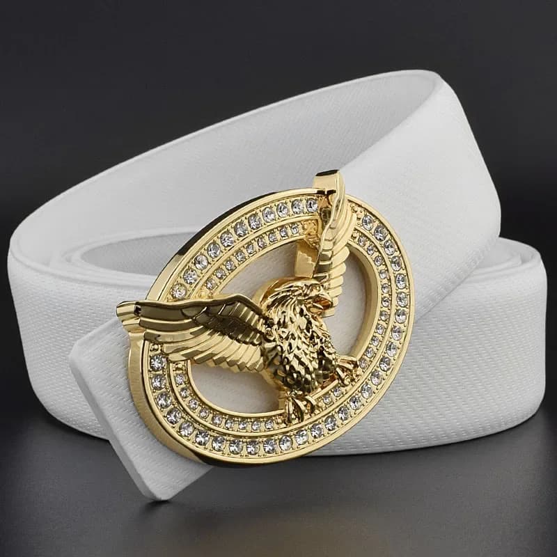 Ceinture blanche hommes mode aigle doré ceinture en cuir véritable marque de luxe de haute qualité ceinture homme ceinture