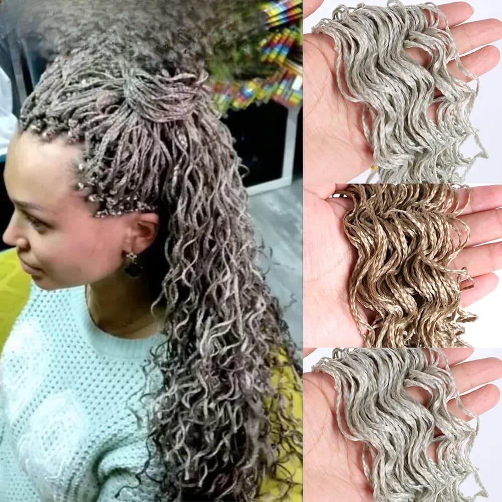 Sallyhair – tresses Zizi synthétiques, Micro tresses au Crochet, Extensions capillaires grises violettes roses brunes au Crochet