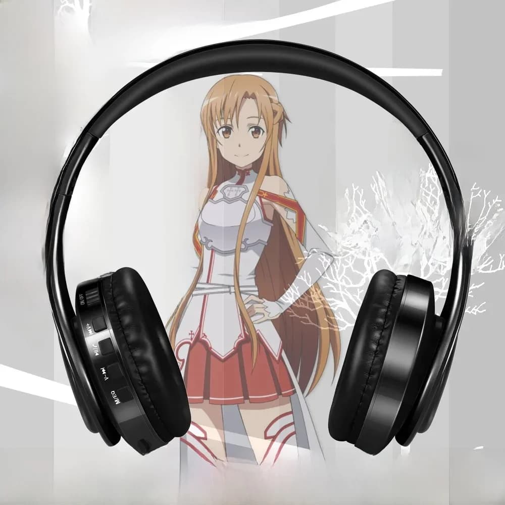 Anime Sao Sword Art Online, Yuuki Asuna, sans fil, Bluetooth, sauna, téléphone, casque de jeu sur la tête avec micro, fente pour carte TF pour IOS ANDROID