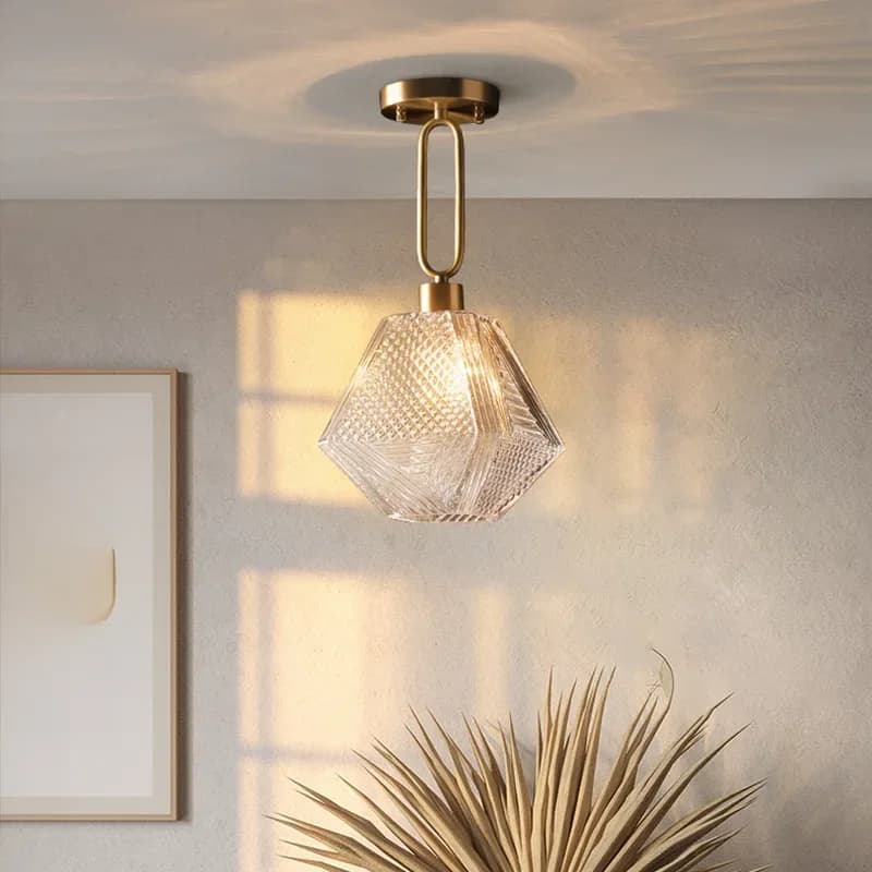 Lampe à pendentif LED nordique en verre de diamant, luminaire d'intérieur moderne pour îlot de cuisine, décor de salon, Bar suspendu, couloir, lumières dorées