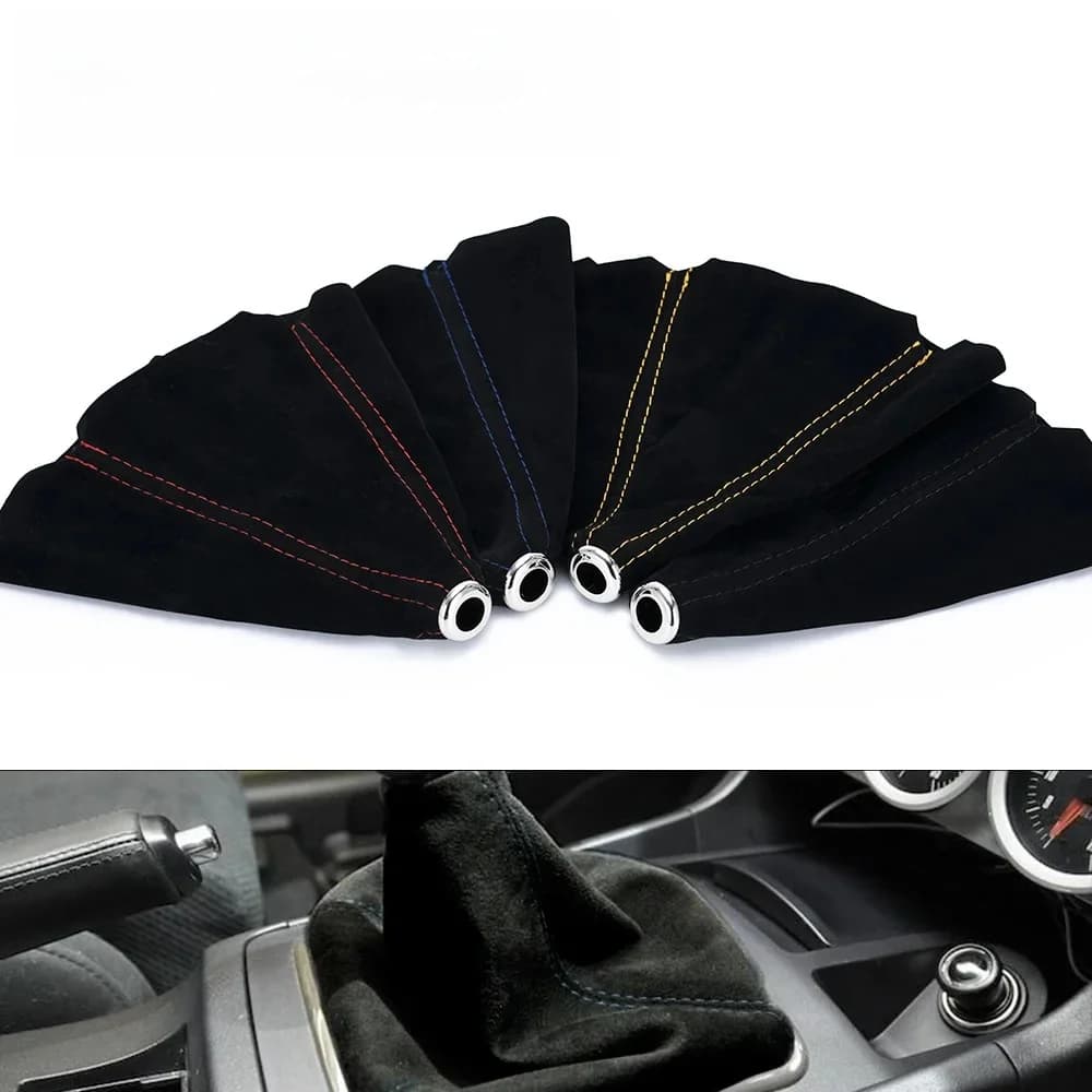 Colliers de changement de vitesse universels en cuir suédé pour voiture, 16mm, en Fiber de carbone, bâton manuel, pommeau de levier de vitesse, couvercle de botte, guêtre
