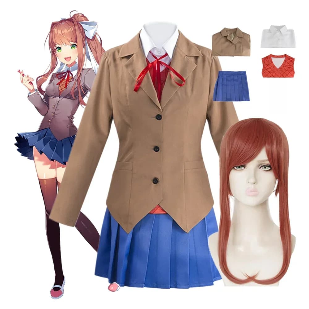 Costume de cosplay Monika Anime Doki Dancing Literature Club Sayori Yuri Natsuki, uniforme scolaire pour femmes