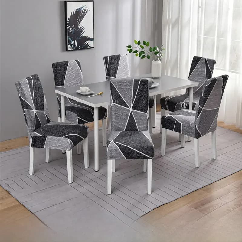 Housse de chaise extensible à imprimé géométrique pour salle à manger, bureau, banquet, protège-chaise, housse de fauteuil en tissu élastique